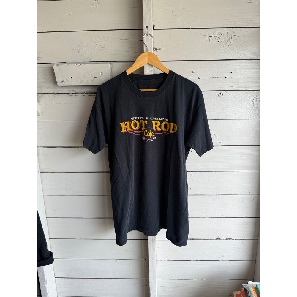 Vintage The lube's Hot Rod Cafe Sharon PA Graphic T-Shirt Mens Black XL